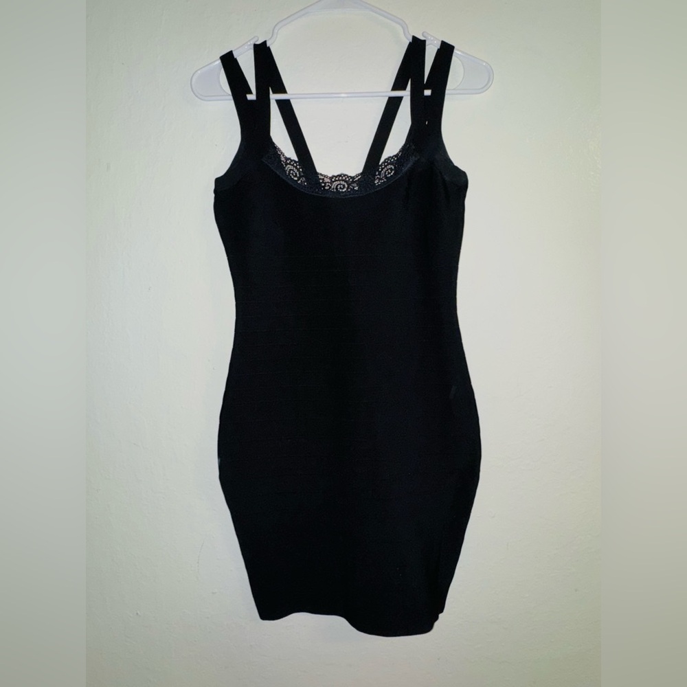 Black Sleeveless Dress with Lace Detail